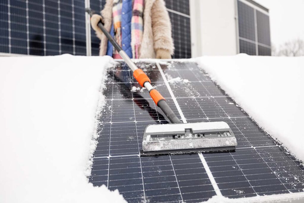 solar panels in winter